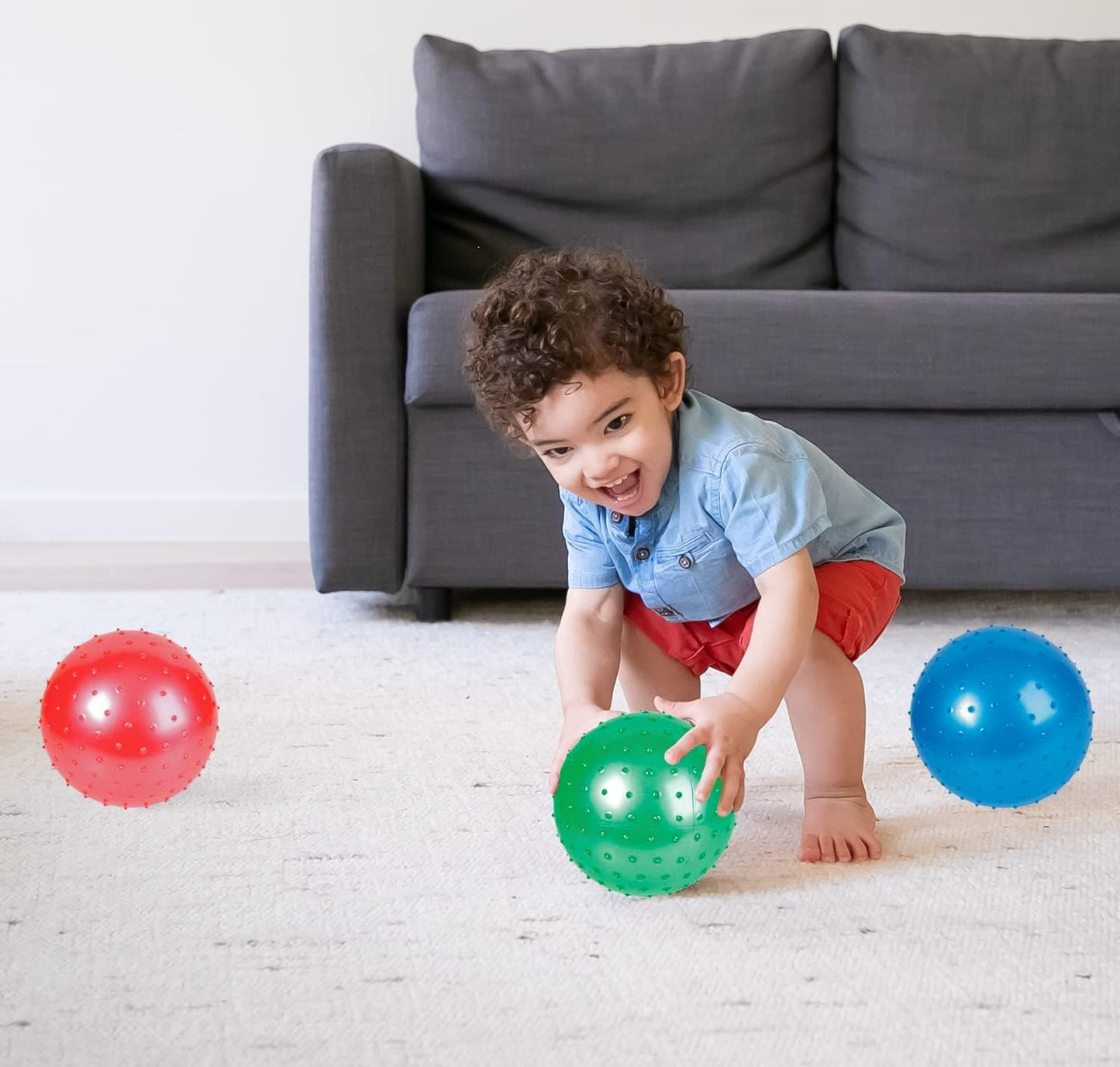 Bedwina Knobby Balls - (Pack of 30) Bulk 7 Inch Sensory Balls and Spiky Massage Stress Ball, with Pump, Fun Bouncy Ball Party Favors, Stocking Stuffers for Kids, Toddlers
