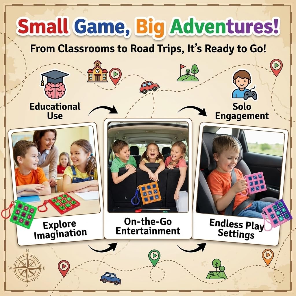 24 Mini Tic Tac Toe Games - Party Favors for Kids 3-5 and Up - 2-Inch Travel Size - Tic-Tac-Toe Keychain Game for Boys & Girls - Goody Bag Stuffers, Classroom Prizes, Christmas, Birthday Gifts