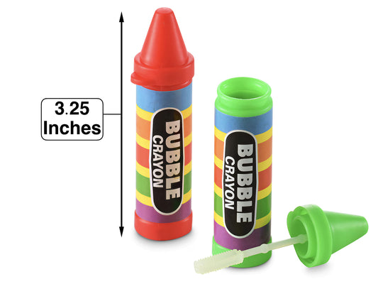 Mini Crayon Bubbles for Kids (Pack of 24) 0.5 Oz Bulk Bubbles for Kids & Bubble Wand Bottles in Assorted Crayons Shape Colors Non-Toxic Mini Party Favors, Outdoor Toys for Goodie Bags