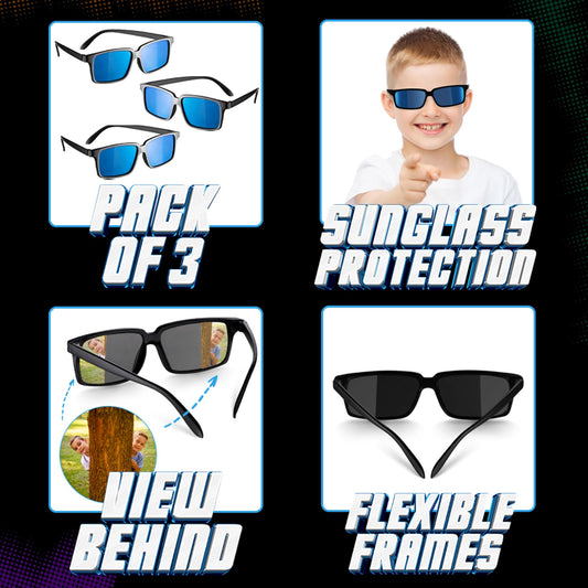 Spy Glasses for Kids in Bulk - (Pack of 3) Spy Sunglasses Rear View to See Behind You, for Fun Party Favors, Spy Gear Detective Gadgets Gift for Boys & Girls Great for Goodie Bags, Carnival Prizes