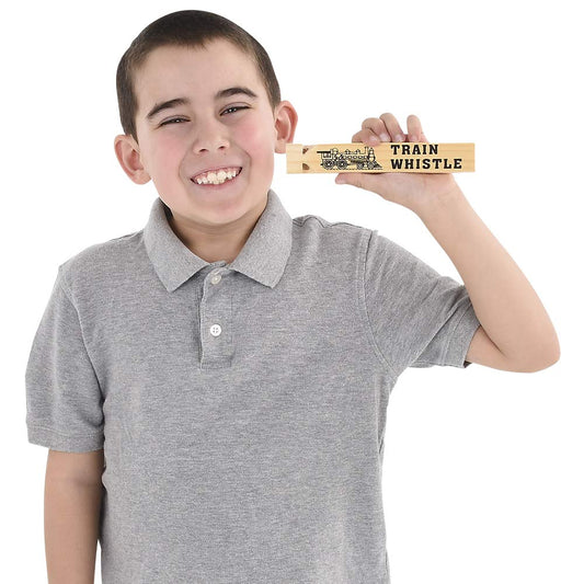 Wooden Train Whistles (Pack of 48) - Wood Train Whistle for Kids, Train Party Favors, Theme Birthday Decorations, Noisemakers, Goodie Bag Filler, Small Game Prizes, Stocking Stuffers