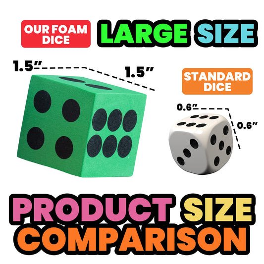 Foam Dice Set - Bulk Pack of 36, 1.5 Inch Large Assorted Colorful Foam Dice Cubes with Number Dots, Use for Kids, Classrooms, Math Games, Building Toys, Party Supplies by Bedwina