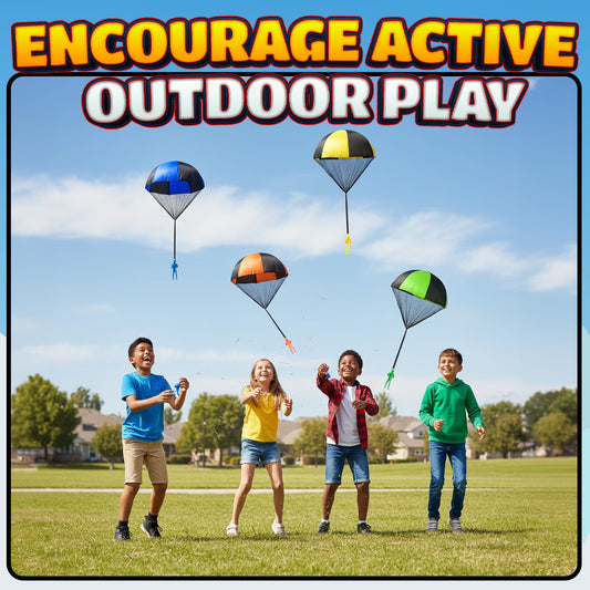 Parachute Toys for Kids - (Pack of 4) Tangle-Free Throwing Parachute Army Figures in Bright Colors - Outdoor Flying Toys for Kids Ages 4-8, Party Favors, Birthday Gifts, Boys & Girls Ages 3+