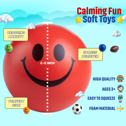 Bulk Mini Stress Balls for Kids (Bulk 300 Pack) 2-3 In Soft Squeezable Squishy Fidget Toys Balls, Variety of Shapes & Colors for Kids Party Favors & Goody Bag Stuffers, Birthday Gifts for Boys & Girls