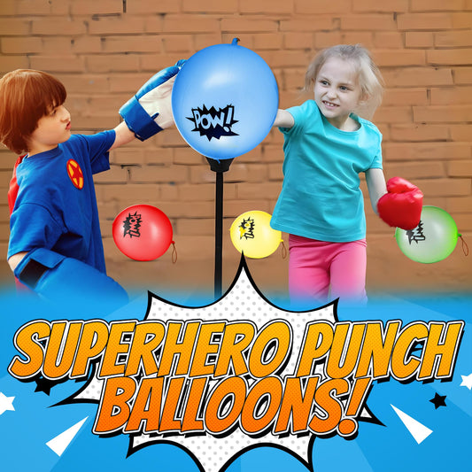 Superhero Punch Balloons - Pack of 24 Bulk, Large Punching Balloons for Kids, Inflatable Punch Balls for Carnival Prizes, Goodie Bag Stuffers for Kids, Superhero Theme Birthday Party Favors Toys
