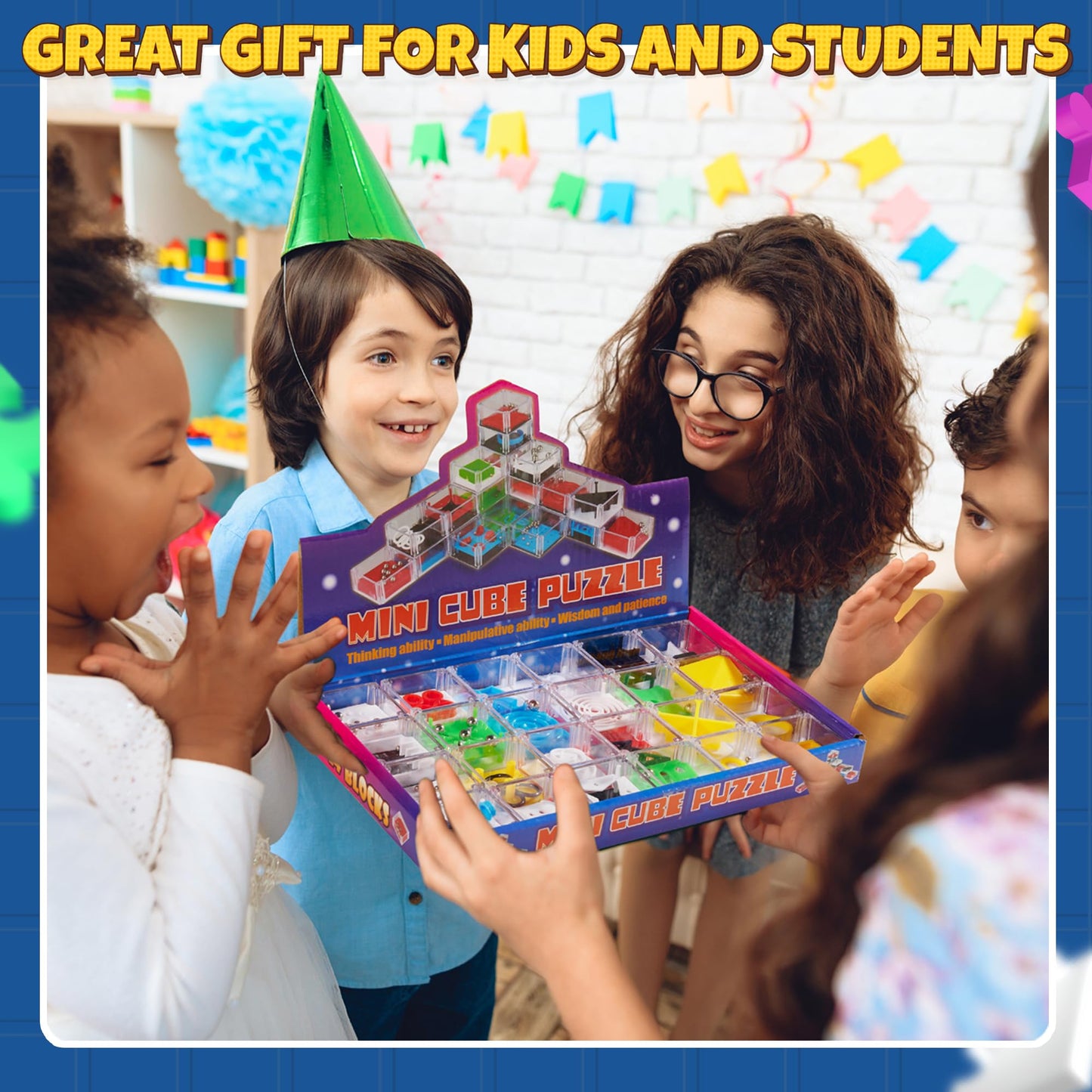 Bedwina Mini Cube Puzzle Box Set - Pack of 24 Balance IQ Party Favor Games for Kids, Teens and Adults, 1.5 Inch 3D Brain Teaser Maze Ball Toy Puzzles, Mini Ball Game for Kids in Bulk