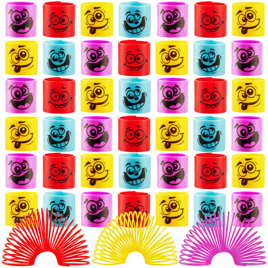 Bedwina Mega Pack of 250 Coil Springs for Kids - Assorted Silly Faces and Colors, Mini Plastic Spring Toy for Party Favors, Carnival Prizes, Gift Goodie Bag Filler, Stocking Stuffers