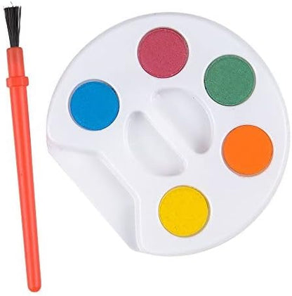 Mini Watercolor Kids Paint Set - (Bulk Pack of 120) - 5 Watercolor Paints, Palette Tray and Painting Brush, for Art Party Favors, Kids Prizes and Paint Party Supplies