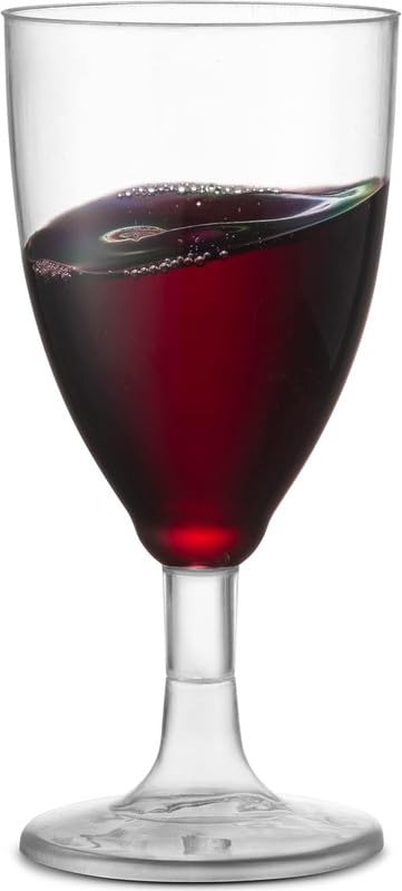 JoyServe Plastic Wine Glasses Disposable - 7 Oz Clear BPA-Free Plastic Wine Glasses with Stem, Reusable Party Cups for Outdoor Parties, Weddings, Toasts, Drinks, Catering (120 Pack)