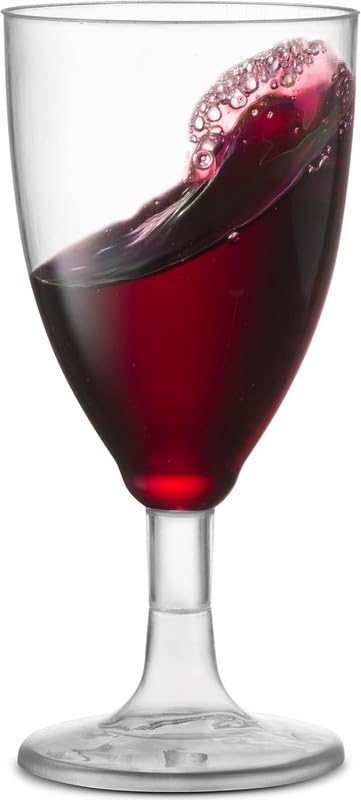 JoyServe Plastic Wine Glasses Disposable - 7 Oz Clear BPA-Free Plastic Wine Glasses with Stem, Reusable Party Cups for Outdoor Parties, Weddings, Toasts, Drinks, Catering (120 Pack)