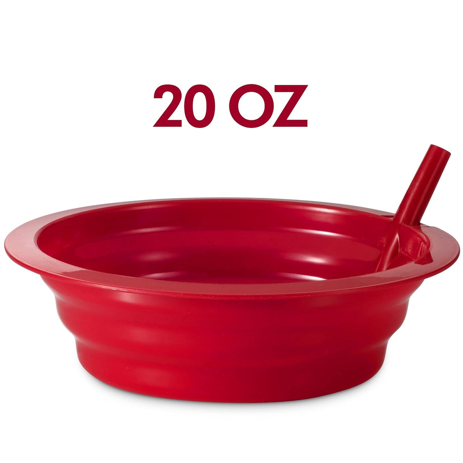 JoyServe Cereal Bowls with Straws for Kids (Set of 18-20-Ounce) BPA-Free Plastic Reusable Bowls with Built-In Straws for Children - Dishwasher and Microwave Safe, Includes 3 Cleaning Brushes