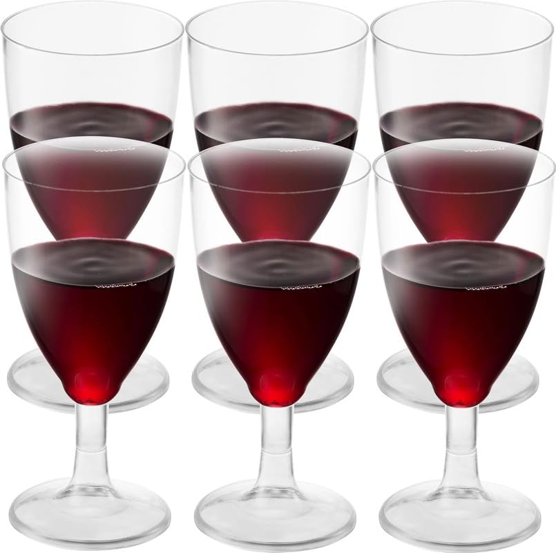 JoyServe Plastic Wine Glasses Disposable - 7 Oz Clear BPA-Free Plastic Wine Glasses with Stem, Reusable Party Cups for Outdoor Parties, Weddings, Toasts, Drinks, Catering (120 Pack)