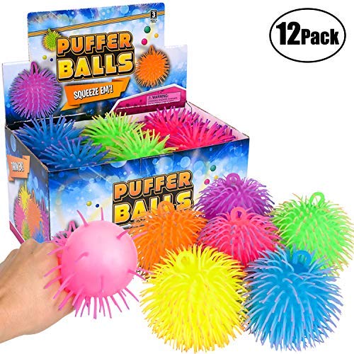 Bedwina Puffer Balls (Pack of 48) - Squishy Balls for Kids Neon Party Favors Sensory, Stress Relief Squishy & Therapy Toys for Kids, Boys & Girls Goodie Bag Stuffers, Prizes and Party Supplies