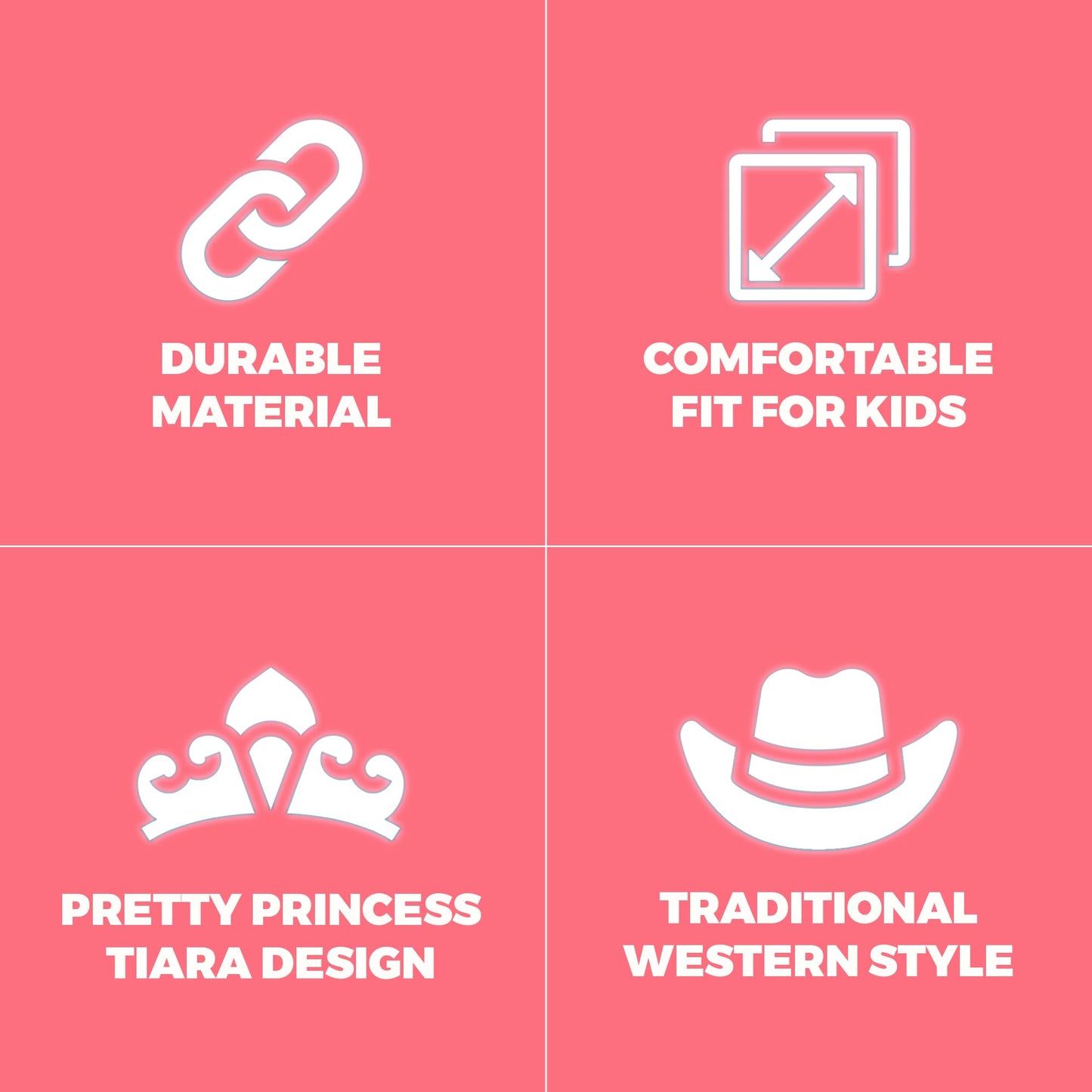 Bedwina Light Up Pink Cowgirl Hat for Girls - (Pack of 2) Kids Cowboy Hat with Blinking Tiara Sequin Trim Fringe and Drawstring, Felt Girls Pink Cowboy Hat Costume Party Accessory, Dress-Up, 6x7-Inch