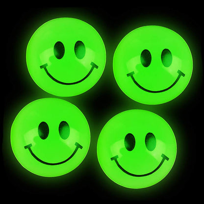 Bulk Bouncy Balls Glow in the Dark - 24 Pcs (1inch / 27mm) Diameter, High Bouncing, Small Rubber Smile Face Bouncing Balls for Kids, Vending Machines, Game Prize Toys, Party Favor, Gift Bag Filler