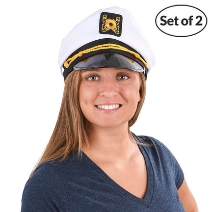 Bedwina Yacht Captain Hat - (Pack of 2) Adult Cruise Ship Nautical Admiral Sailor Navy Cap