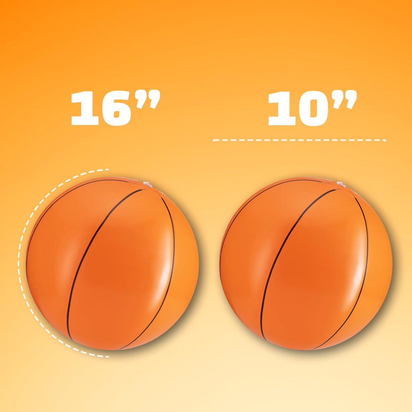 Bedwina Inflatable Basketballs (Pack of 6) 16-inch, Beach Balls for Sports Themed Birthday Parties, Beach Pool Party Toys, Summer Games, Favors for Kids