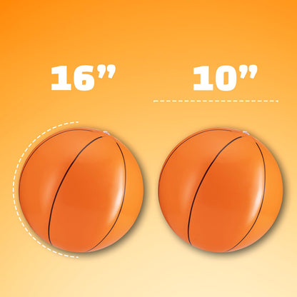 Bedwina Inflatable Basketballs (Pack of 6) 16-inch, Beach Balls for Sports Themed Birthday Parties, Beach Pool Party Toys, Summer Games, Favors for Kids