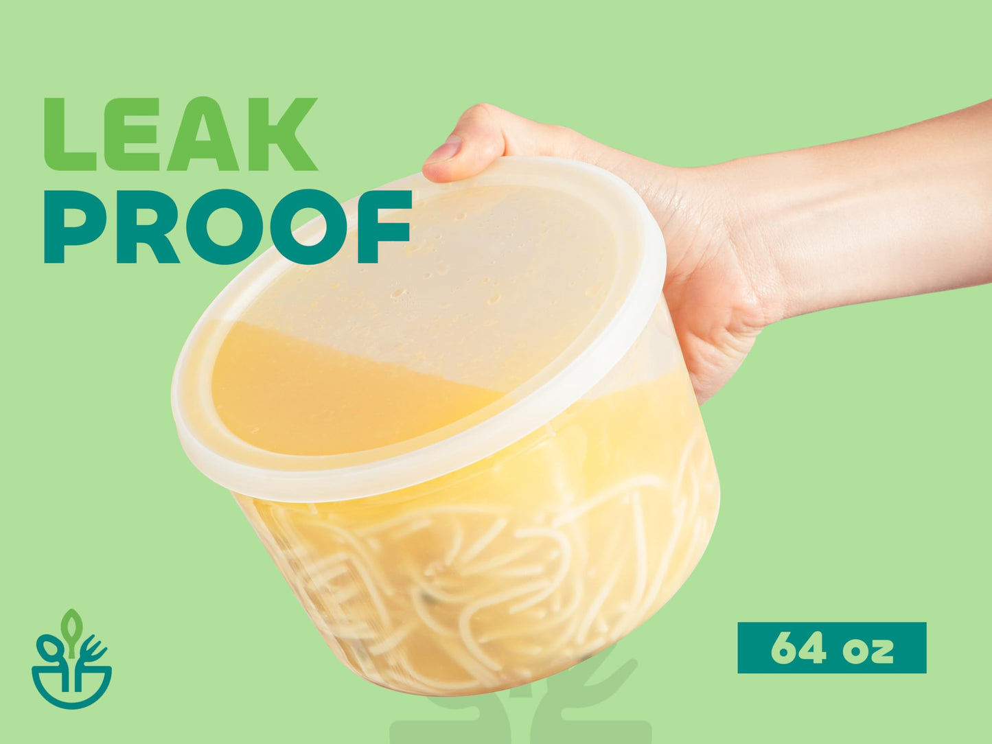 JoyServe 64 oz Food Storage Containers with Lids (Case Pack of 36 Sets), Half Gallon Round Plastic Deli Container with Leak-Proof Lid, BPA-Free, Freezer, Dishwasher & Microwave Safe