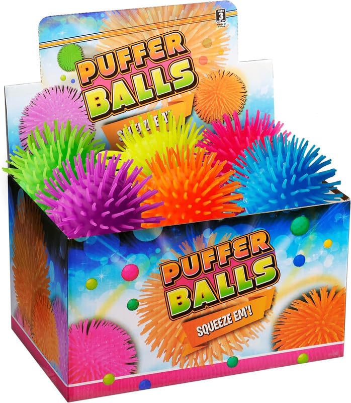 Bedwina Puffer Balls (Pack of 48) - Squishy Balls for Kids Neon Party Favors Sensory, Stress Relief Squishy & Therapy Toys for Kids, Boys & Girls Goodie Bag Stuffers, Prizes and Party Supplies