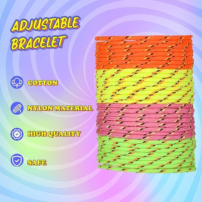 Bedwina Friendship Bracelets For Kids - (Pack of 432) Neon Adjustable Woven Rope Friendship Bracelets Bulk for Girls and Boys - Classroom Prizes for Kids Birthday Party Favors & Goodie Bag Stuffers