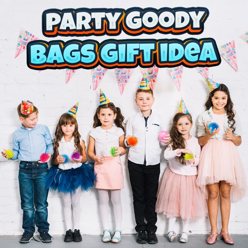 Bedwina Puffer Balls (Pack of 48) - Squishy Balls for Kids Neon Party Favors Sensory, Stress Relief Squishy & Therapy Toys for Kids, Boys & Girls Goodie Bag Stuffers, Prizes and Party Supplies