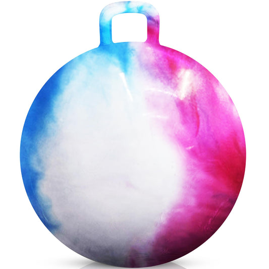 Bedwina Hopper Ball with Handle for Kids 22-inch (55cm) Bouncy Balls for Kids, Jumping Kangaroo Hippity Hop, Hopping Sit and Spin with Handle with Hand Pump, Marble Blue/Red/White