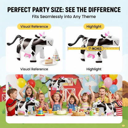Inflatable Cows (Pack of 4) 17-Inch Cows, Fun Blow Up Animal Farm Party Decorations, Rodeo Decor, Pool Toy Floats for Kids Birthday Party Supplies by Bedwina