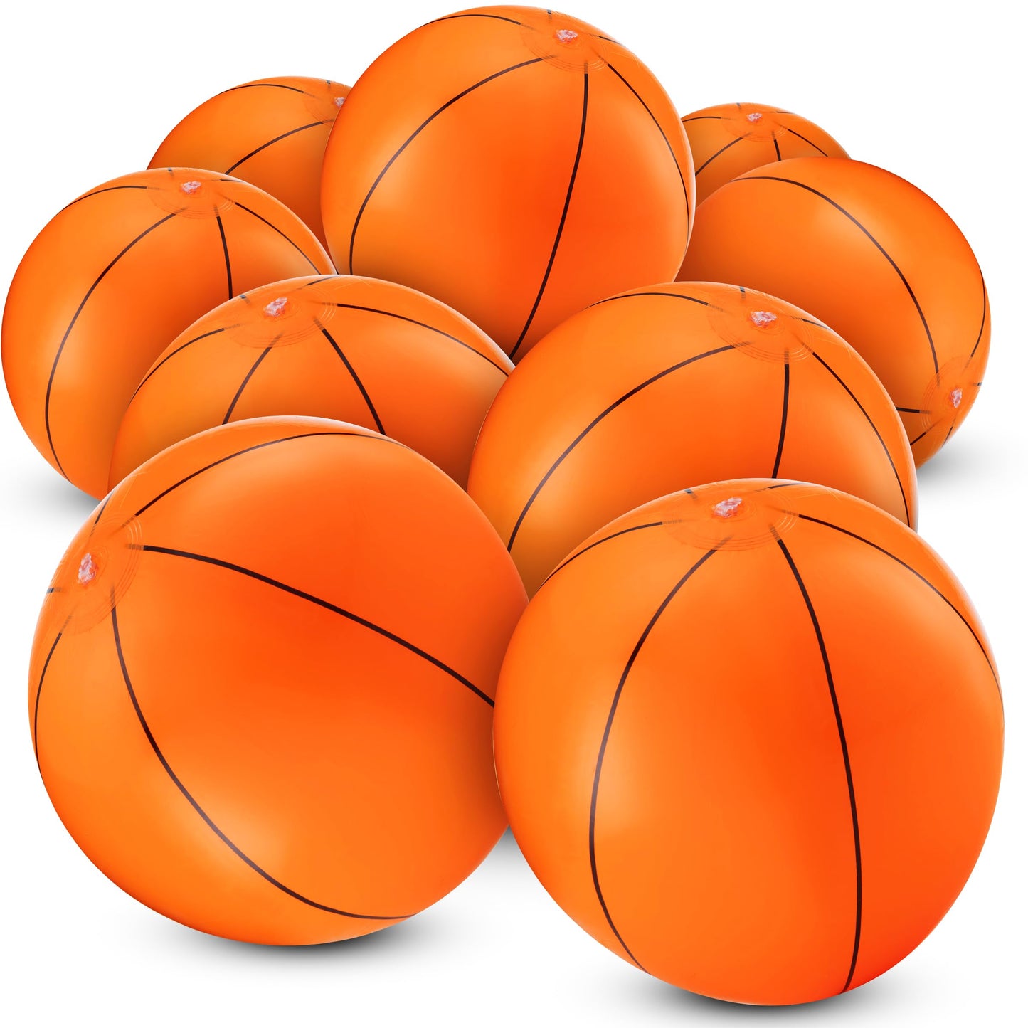 Bedwina Inflatable Basketballs (Pack of 6) 16-inch, Beach Balls for Sports Themed Birthday Parties, Beach Pool Party Toys, Summer Games, Favors for Kids