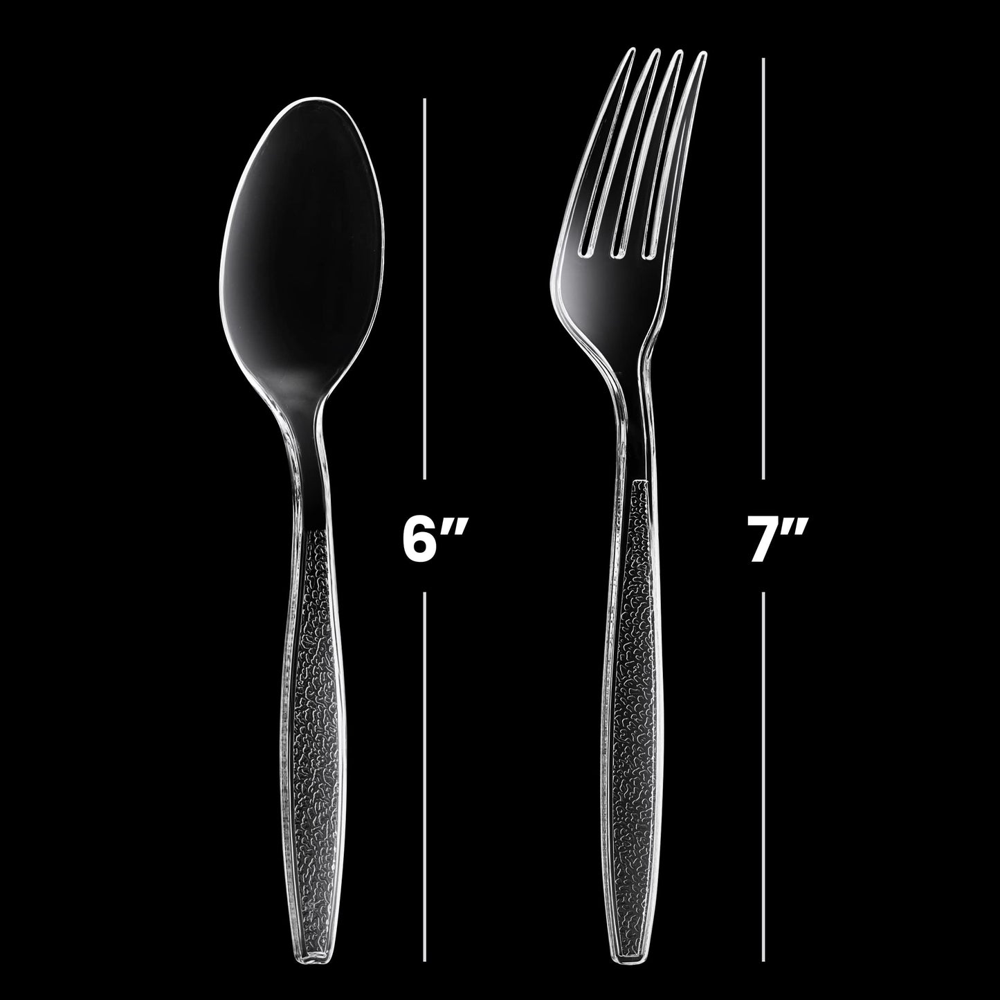Clear Plastic Cutlery Set - (Bulk Case Pack of 1440 Pcs) Plastic Utensils Heavy Duty, 720 Forks and 720 Spoons, Silverware Sets for Party Supplies, Dinners, Take-Out, Catering, Food Services