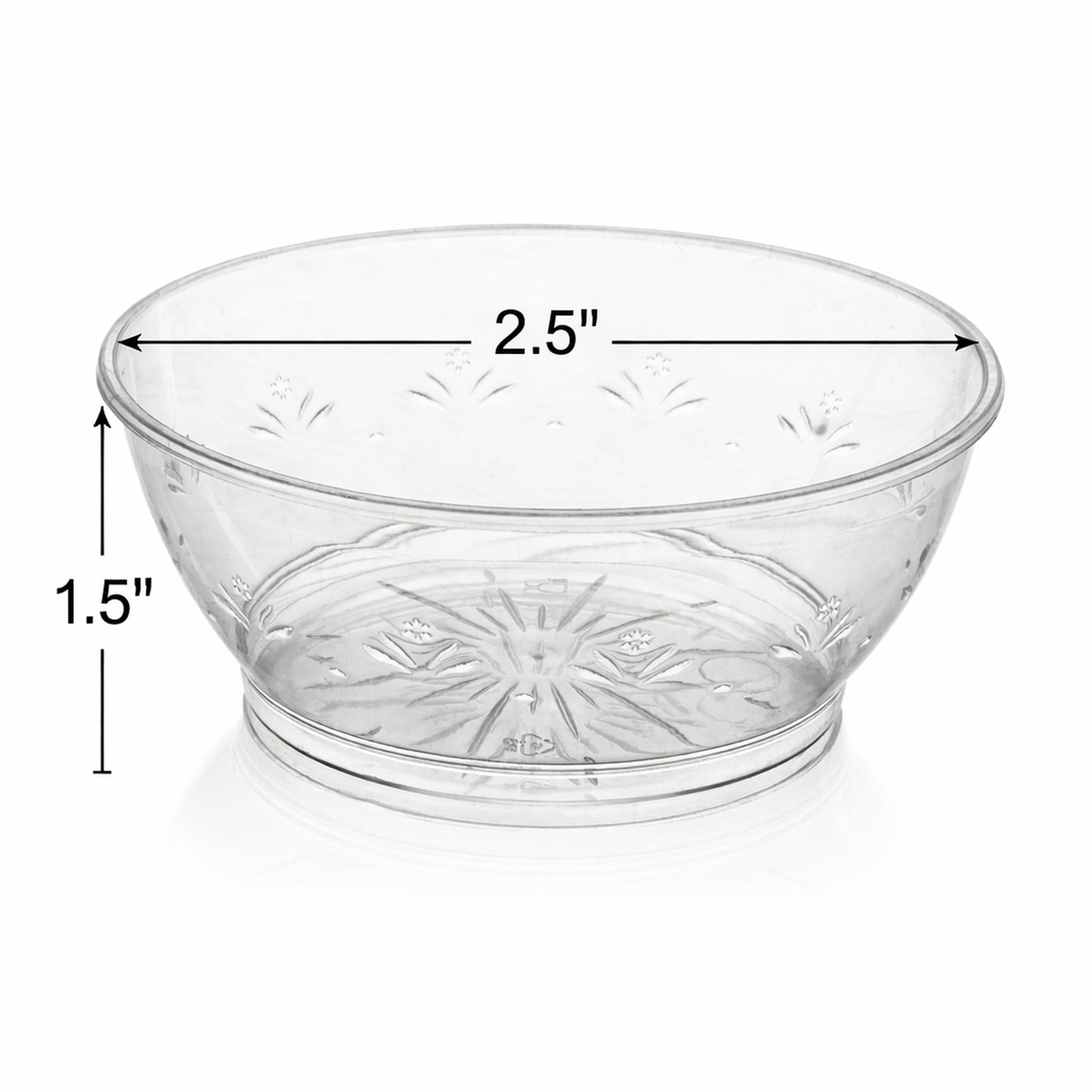 JoyServe Clear Mini Plastic Bowls - (Bulk 50 Pack) 6 Oz Disposable Premium Hard Plastic Dessert Bowls for Serving, Weddings, Catering, Parties, Salsa, Home or Event Party Supplies