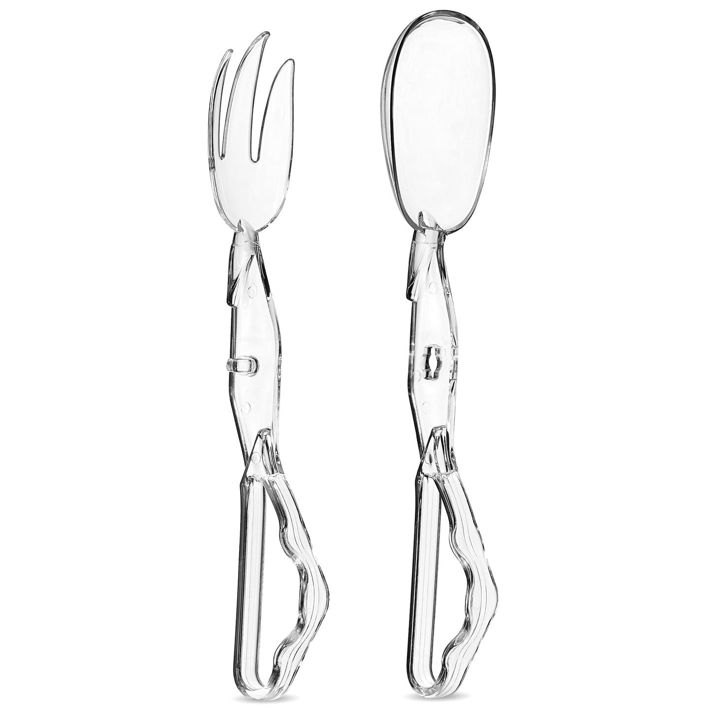 Pack of 1 11-Inch Clear Plastic Scissor Salad Tongs, Premium, Heavy-Duty, Reusable Serving Utensils for Catering, Cooking, Buffets, Party Supplies, and Weddings - Dishwasher Safe