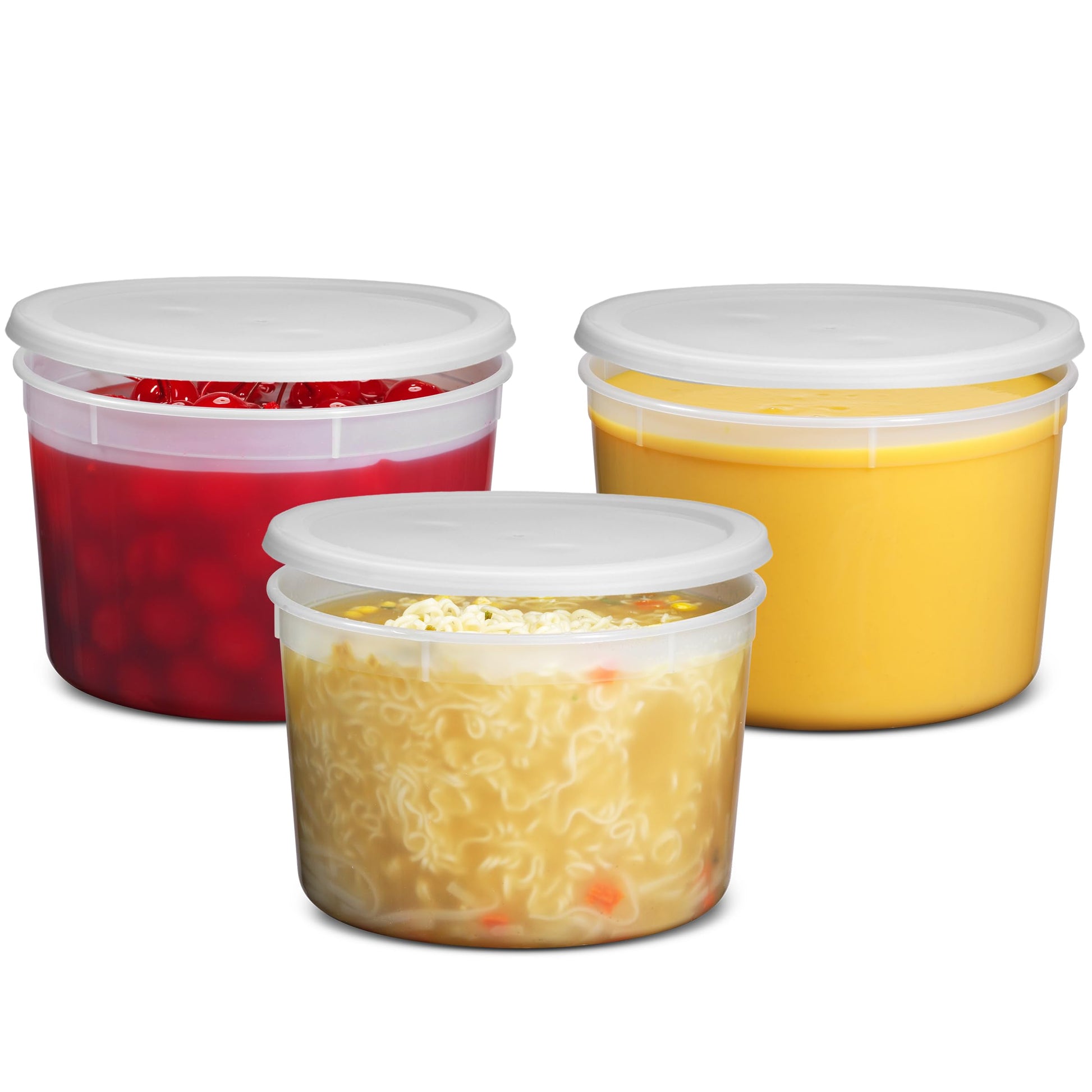 JoyServe 64 oz Food Storage Containers with Lids (Case Pack of 36 Sets), Half Gallon Round Plastic Deli Container with Leak-Proof Lid, BPA-Free, Freezer, Dishwasher & Microwave Safe