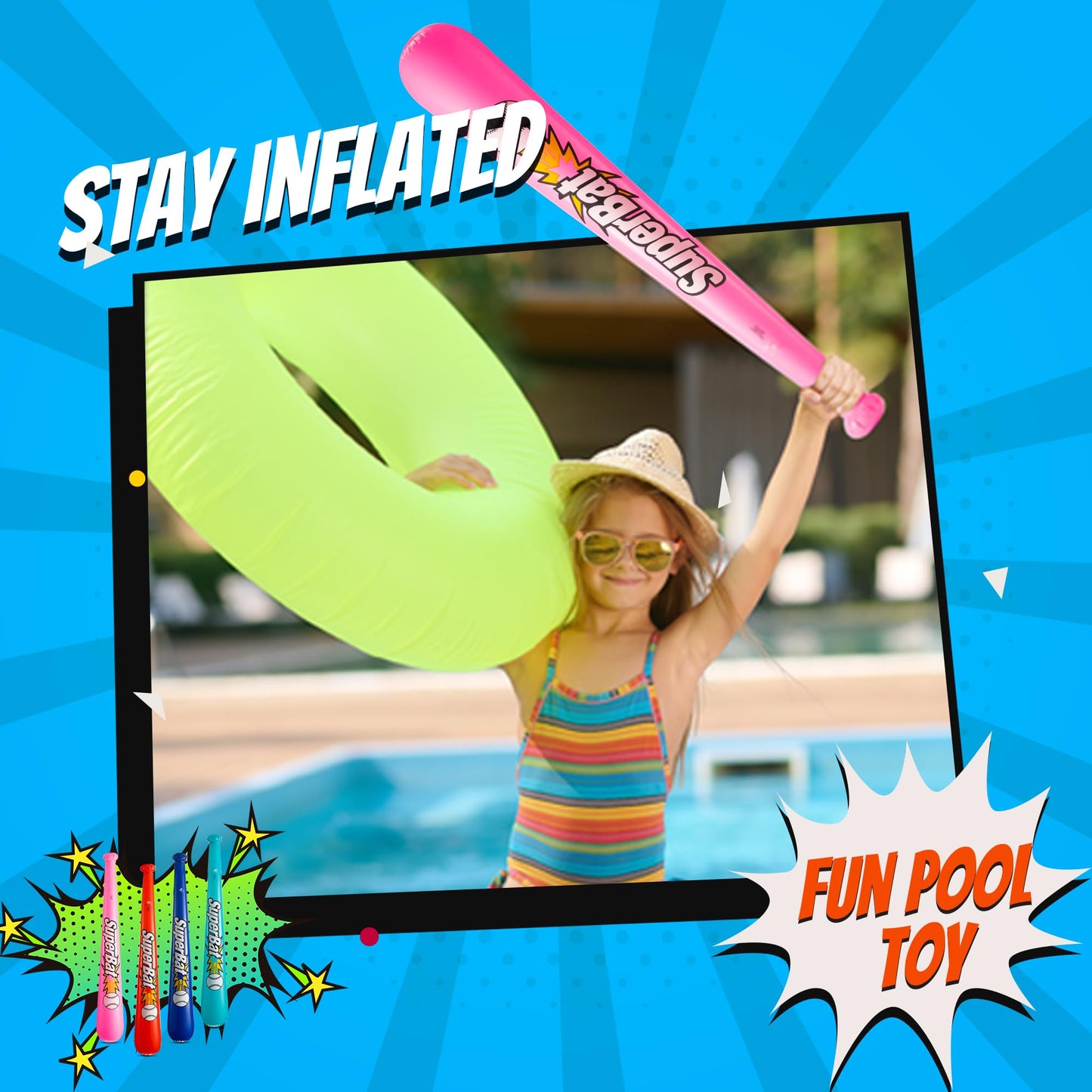 Inflatable Baseball Bats in Bulk - (Pack of 12) - Giant 42 Inch Baseball Party Favors for Kids, Sports Theme Toy Party Supplies and Birthday Party Decorations by Bedwina