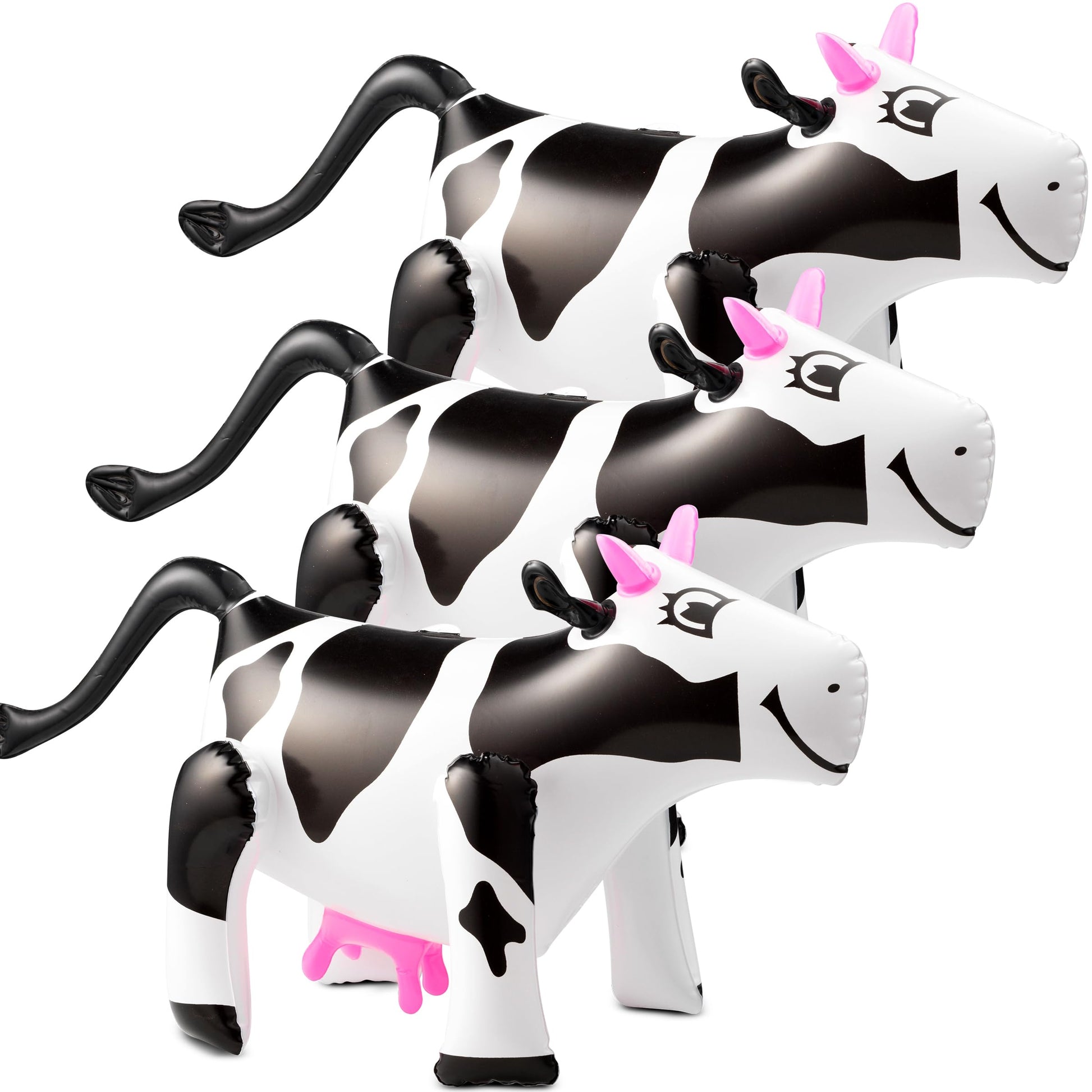 Inflatable Cows (Pack of 4) 17-Inch Cows, Fun Blow Up Animal Farm Party Decorations, Rodeo Decor, Pool Toy Floats for Kids Birthday Party Supplies by Bedwina