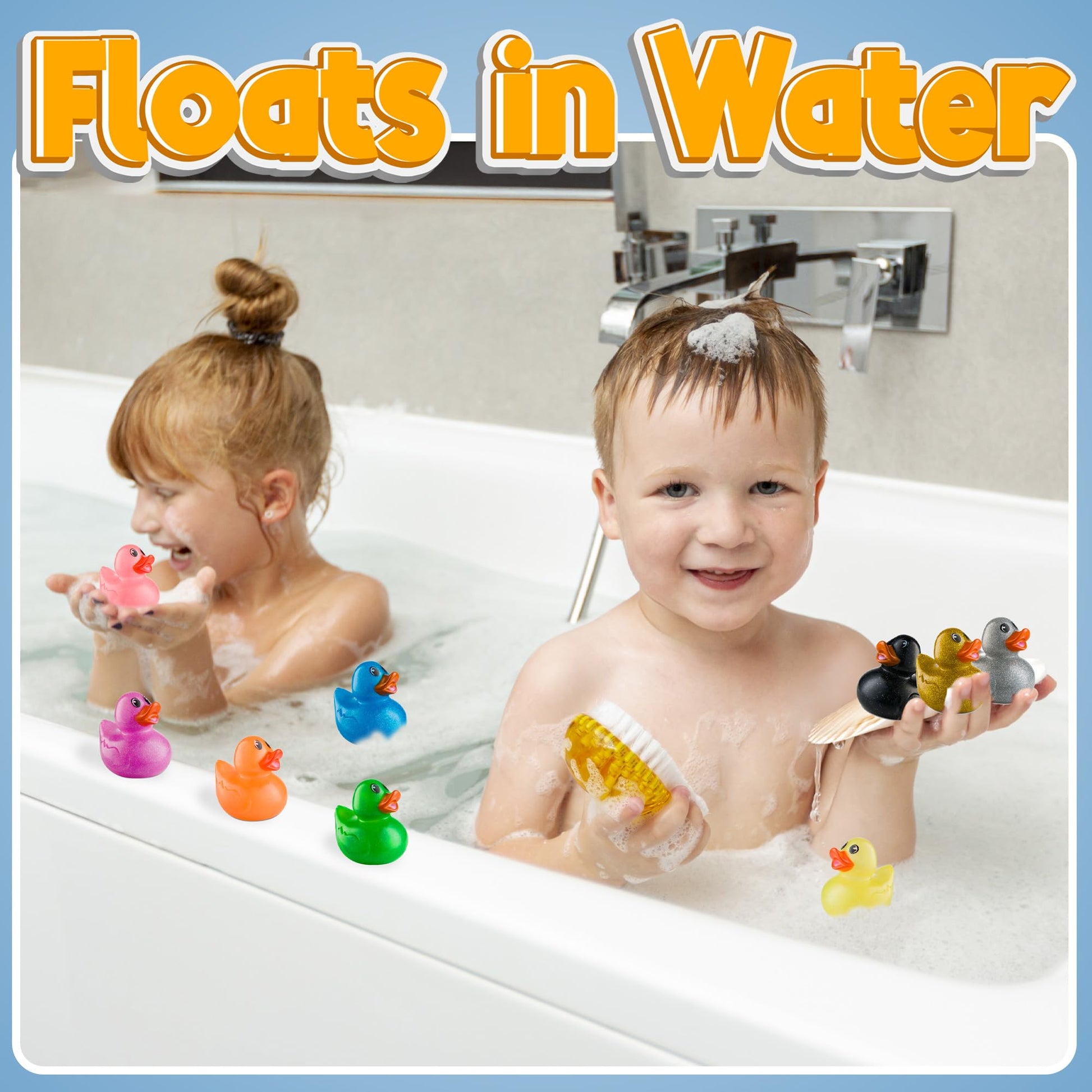 Bedwina Glitter Rubber Ducks in Bulk, Jeep Ducks for Ducking and Cruise Gifts, Kids Bath Toys, Mini Floating Rubber Duckies - Party Favors, Bulk Toys for Kids, Pool, Birthday, Decor - 50 Count