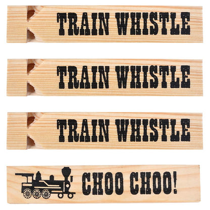 Wooden Train Whistles (Pack of 48) - Wood Train Whistle for Kids, Train Party Favors, Theme Birthday Decorations, Noisemakers, Goodie Bag Filler, Small Game Prizes, Stocking Stuffers