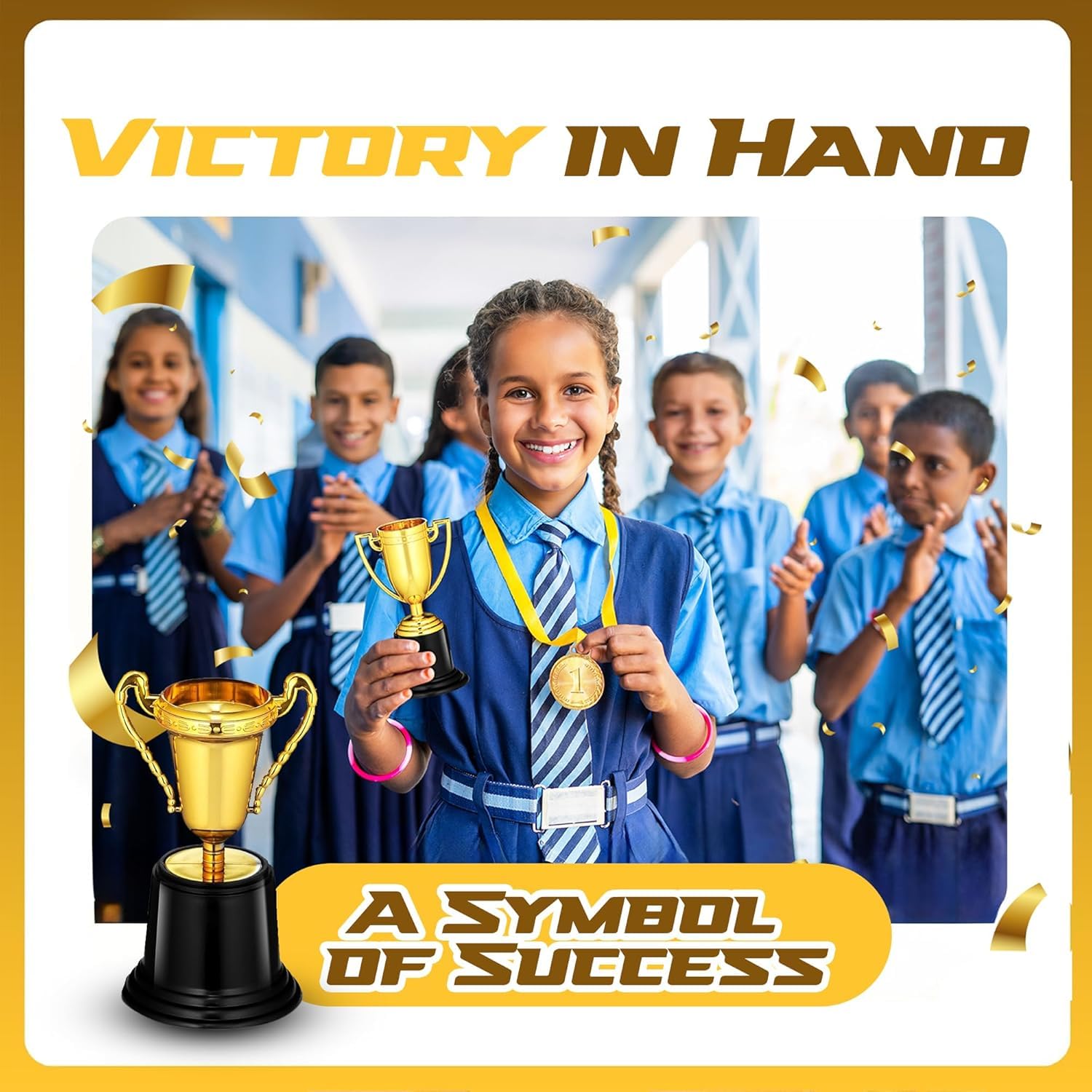 Gold Trophy Award Cups - Pack of 36 Bulk 5 Inch Plastic Gold Mini Trophies For Party Favors, Props, Rewards, Trophy Cup Competitions Winning Prizes For Kids Choice Awards And Trophies And Adults
