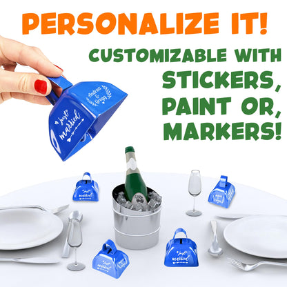 Metal Cowbells - 12 Pack, 3 Inch Blue Cow Bells for Sporting Events, Cheering, Spirit, Loud Cow Bell Ideal Hand Percussion Cowbells Noise Makers for Sporting Events, Football Games, and Celebrations