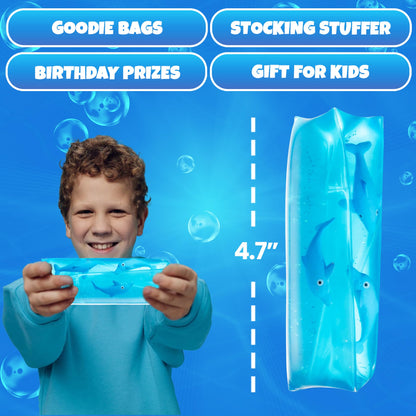 Bedwina Dolphin Water Wiggler Toy - (Pack of 2) 4.75-Inch Water Snake Sensory Fidget Toys & Slippery Water Tube for Birthday Party Favor or Game Prizes for Kids