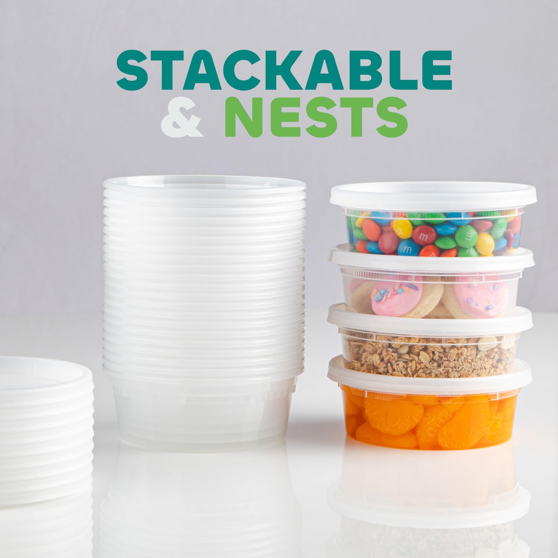 JoyServe 60 Sets (120-Piece) 8 oz Deli Food Containers with Lids for Food, Snacks, Takeout, Meal Prep - 1 Cup Small Durable Clear Containers - Stackable and Durable, Dishwasher & Microwave Safe