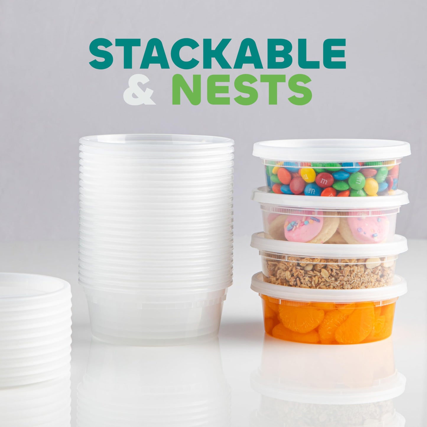 JoyServe Deli Food Containers with Lids - 8 oz 180 Sets- Ideal for Food, Snacks, Takeout, Meal Prep - 1 Cup Small Durable Clear Containers for Food - Stackable and Durable, Dishwasher & Microwave Safe