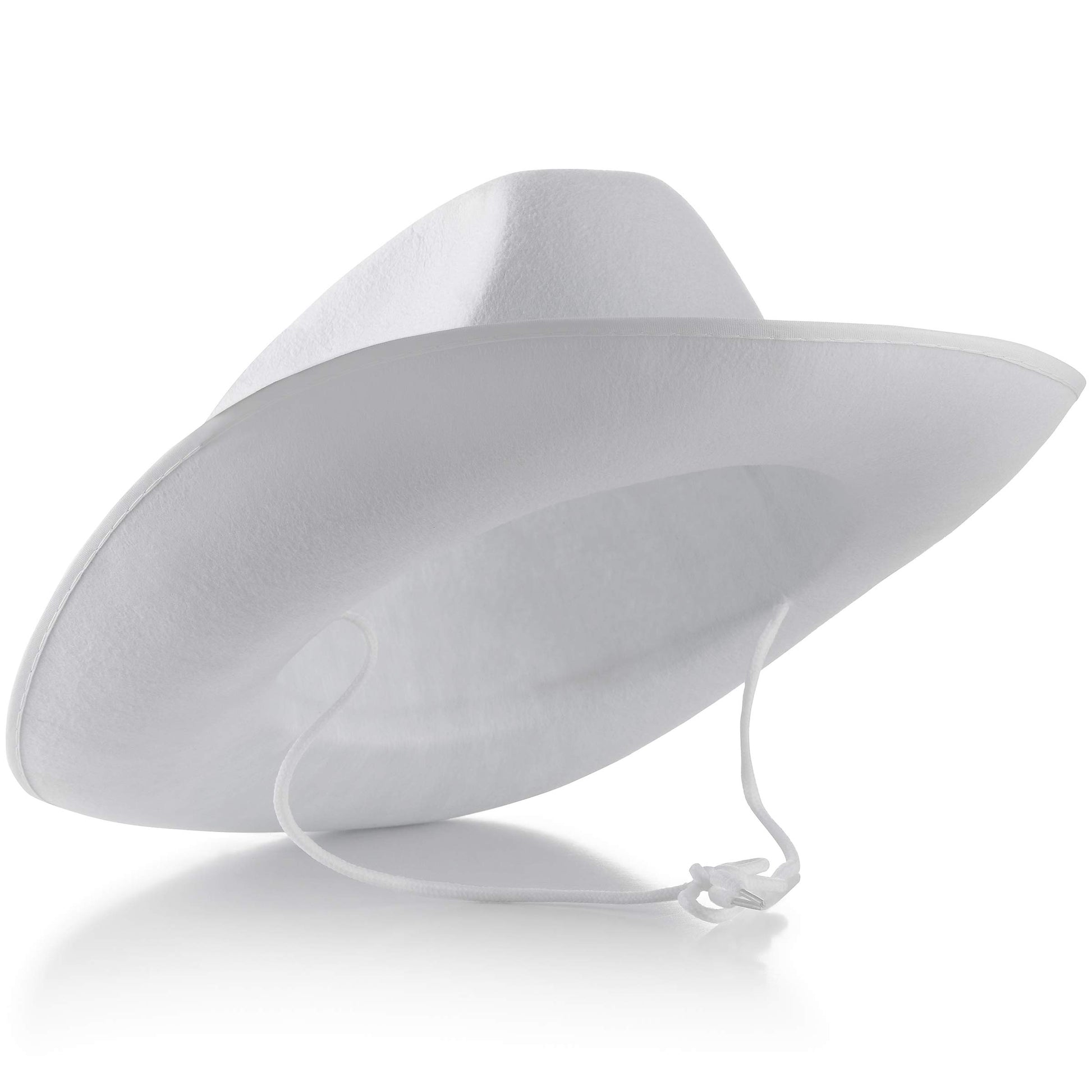 Bedwina White Cowgirl Hat - Felt Cowboy Hat with White Trim and Adjustable Neck-String, Fits Most Women and Girls for Bachelorette, Play Costume Accessories, Themed Party or Dress-Up