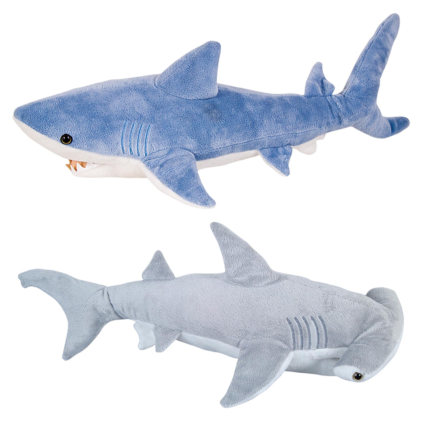Bedwina Stuffed Animal Sharks - Pack of 2 Extra-Large, 20 inch Mako & Hammerhead Plush Shark Toys, Stuff Animals Toy, for Baby Toddlers & Kids