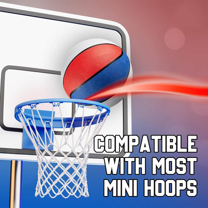 Bedwina Rubber Mini Basketball - 7 Inch, Size 3 - Mini Hoop Outdoor Kids Basketball Set for Small Hoops Indoor & Outdoor Pool Parties - Kid Birthday Gifts, Arcade Games, Red White & Blue (1-Pack)
