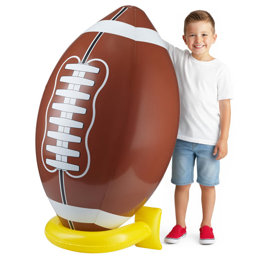 36" Jumbo Football Party Decorations With Tee - Big Giant Size Blow Up Football Toy For Outdoor Games, Party Supplies, Birthday Decorations, Gameday Tailgate Fun Activities For Kids And Adults