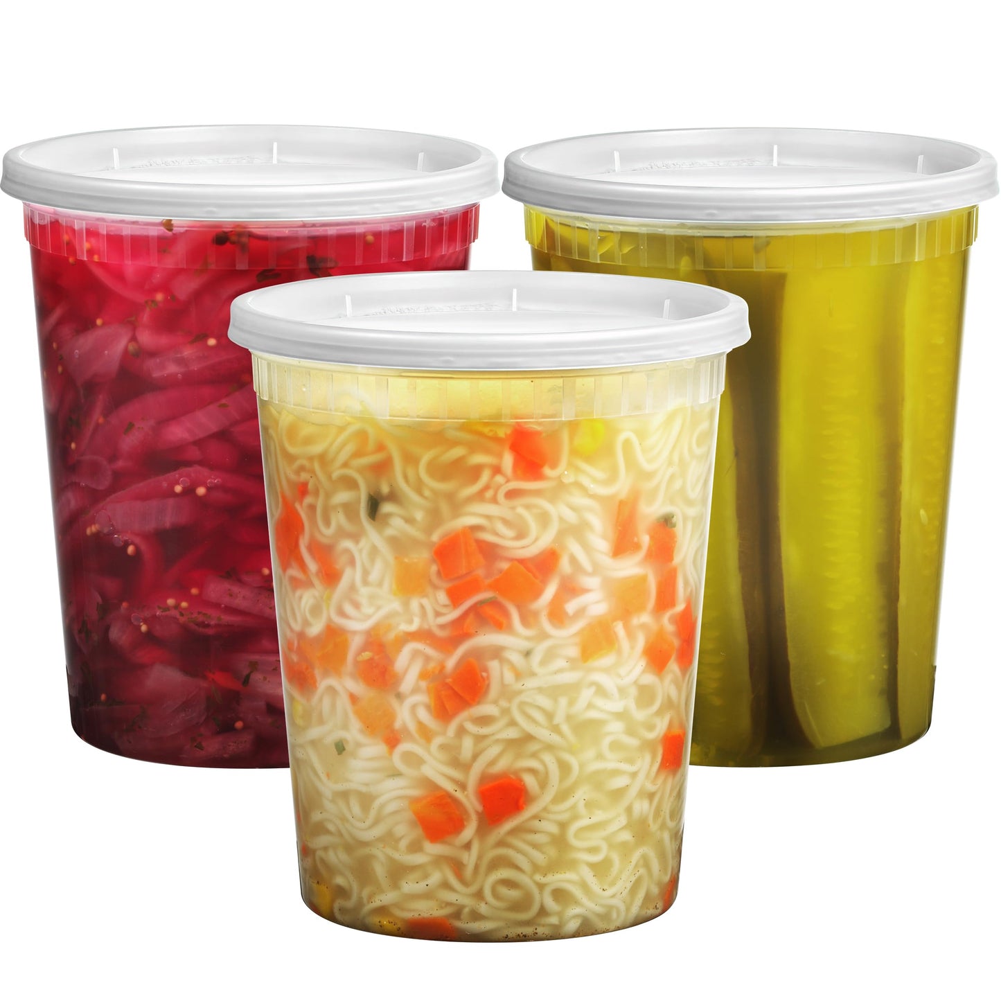 JoyServe 32 Oz Deli Food Containers with Lids - (72 Sets) Quart Airtight Plastic Food Storage for Takeout, Meal Prep, To-Go, Soup Freezer Containers with 72 Lids, BPA-Free, Dishwasher, Microwave Safe