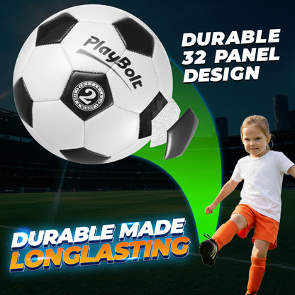 PlayBolt Soccer Ball Size 2 - Official Size Soccer Balls with Pump in Classic Black and White for Kids Youth & Toddler Sports, Indoor & Outdoor (Pack of 1)