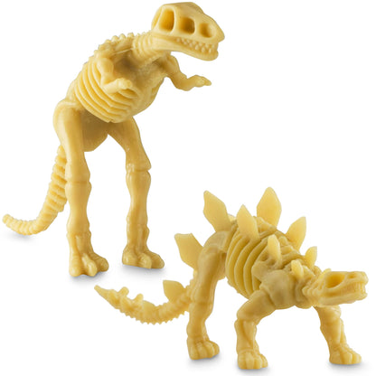 Bedwina Dinosaur Fossil Skeleton - (Pack of 24) 3.7 Inch Assorted Plastic Dino Figure Bones for Kids Science Dig Kit, Digging Sandbox Bins Play Toys, Party Favors, Birthday Decorations