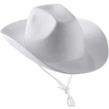 Bedwina White Cowboy Hat - (Pack of 24) White Cowgirl Hat for Women and Men with Adjustable Neck Drawstring, Dress-up Parties, and Play Costume Accessories, Fits Most Teen Girls Boys, and Adults